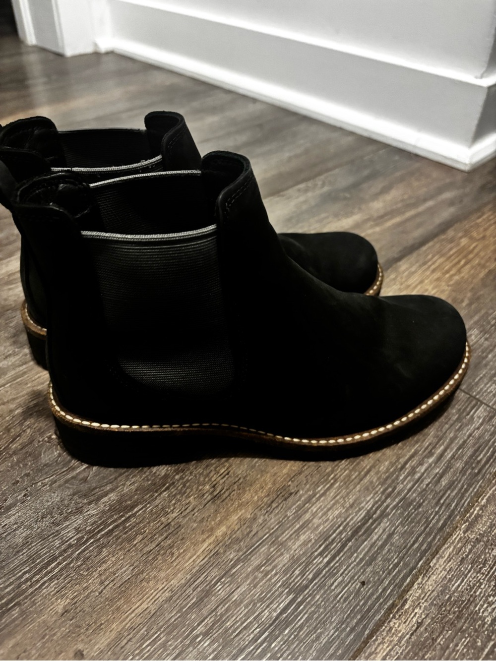 Ecco Black Chelsea Booties with Contrast Stitching